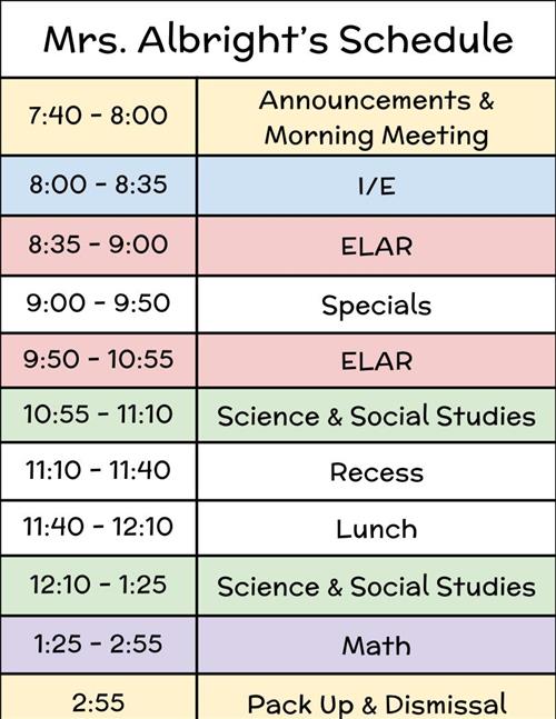 Mrs. Albright's Schedule